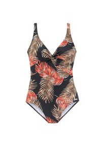 Lascana, Damen, Badeanzug mit B&uuml;gel und Shaping-Effekt, schwarz-bedruckt, Cup B, 38 - Cup B, schwarz-bedruckt, Mit plakativem Bl&auml;tter-Print