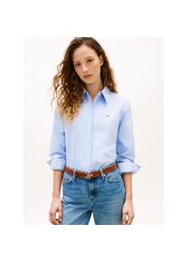 Tommy Hilfiger, Damen, Hemdbluse &raquo;OXFORD RELAXED FIT SHIRT mit Hemdblusenkragen und Stickerei&laquo; Baumwolle, relaxed fit, Mid Blue, 34, Klassische Bluse 