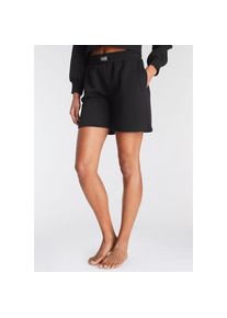 Lascana, Damen, Sweathose mit geripptem Hosenbund, Loungewear, Loungeanzug, schwarz, 36/38 - N-Gr, Sweatshorts in bequemer Form