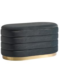 Mid.you Hocker, Dunkelgrau, Metall, Textil, Holzwerkstoff, oval, 80x42x42 cm, Stauraum, Wohnzimmer, Sessel, Hocker & Hockerb&auml;nke, Sitzhocker