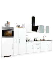 Wiho-K&uuml;chen K&uuml;chenzeile WIHO K&Uuml;CHEN "Cali, TOPSELLER", wei&szlig; (k&uuml;che: wei&szlig;, korpus: wei&szlig;, arbeitsplatte: canvas grau), B:360cm T:60cm, Komplettk&uuml;chen-Sets, K&uuml;chenzeile, ohne E-Ger&auml;te, Breite 360 cm