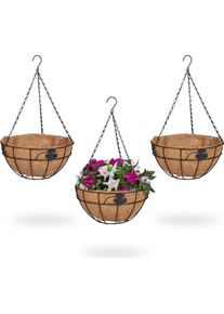 Relaxdays, Blumentopf, 3x Blumenampel (31 cm)