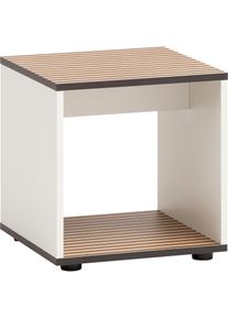 Schildmeyer, Badezimmerregal, Katta Badhocker mattweiss / Akustikplattenoptik (40 x 40 x 42 cm)