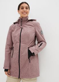 bonprix wasserdichte Funktions-Outdoor-Longjacke mit Teddyfleece, rot, Gr.50, Winddichte Regenjacke mit abnehmbarer Kapuze, Teddyfleece im Kragen und in der Kapuze, aus Fleece