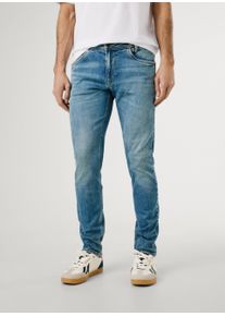 Tapered-fit-Jeans Pepe Jeans "TAPERED JEANS", Herren, Gr. 36, L&auml;nge 34, blau (blau dirty), Denim/Jeans, Obermaterial: 99% Baumwolle, 1% Elasthan, gerade, unten schmal lang, Jeans Tapered-fit-Jeans