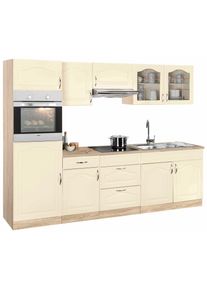 Wiho-K&uuml;chen K&uuml;chenzeile WIHO K&Uuml;CHEN "Linz", gelb (k&uuml;che: gelb, korpus: sonoma eichefarben, arbeitsplatte: sonoma eichefarben), B:270cm T:60cm, Komplettk&uuml;chen-Sets, K&uuml;chenzeile, ohne E-Ger&auml;te, Breite 270 cm