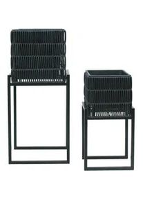 &Uuml;bertopf-Set Flora Schwarz, 2er Set