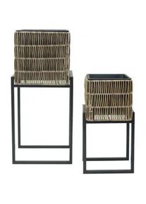 &Uuml;bertopf-Set Flora Braun/Schwarz, 2er Set