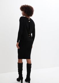 bonprix Strickkleid mit Pullunder 2tlg. Set, schwarz