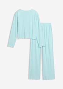 Hj&auml;rtm&ouml;nstrad pyjamas i bomullsblandning - bl&aring; - storlek 176/182 - bonprix