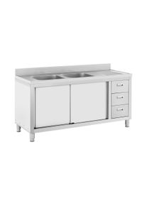 Mosogat&oacute; szekr&eacute;ny - 2 medence - ROYAL CATERING - rozsdamentes ac&eacute;l - 160 x 60 cm RC-IKS04