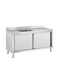 Mosogat&oacute; szekr&eacute;ny - 1 medence - ROYAL CATERING - rozsdamentes ac&eacute;l - 160 x 60 cm RC-IKS02