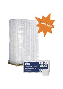 Tork Toiletpapier, huishoudrol, tissue, 2-laags, pallet met VE = 1920 stuks, wit