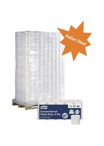 Tork Toiletpapier, huishoudrol, tissue, 3-laags, pallet met VE 1260 stuks, wit