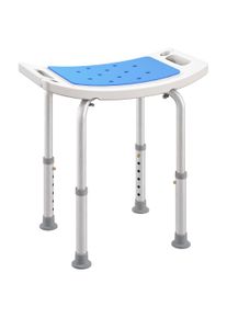 HOMCOM 6-Level Height Adjustable Aluminium Bath Room Stool Chair Shower Non-Slip Design w/ Padded Seat Drainiage Holes Foot Pad - Blue | Aosom Ireland