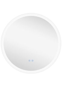 kleankin LED Bathroom Mirror: Round Wall-Mounted Illuminated Mirror, 3 Colour Settings, Anti-Fog, Memory, Aluminium Frame, 70 x 70 cm | Aosom Ireland