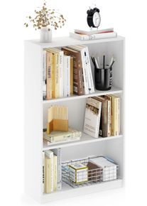 3-Tier Adjustable Bookshelf with Durable Composite Wood, White - 9.5x24.5x40.3 Inch for Living Room, Bedroom & Office