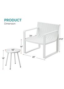 Furniture Set 3 Piece Patio Table amp Chairs, Perfect for Lawn, Garden, Poolside or Balcony