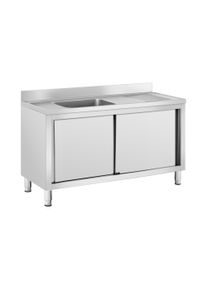 Mosogat&oacute; szekr&eacute;ny - 1 medence - ROYAL CATERING - rozsdamentes ac&eacute;l - 140 x 60 cm RC-IKS05