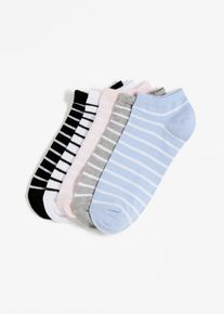 bonprix Femei Șosete sneaker cu bumbac organic (set/5 perechi), negru, 35-38