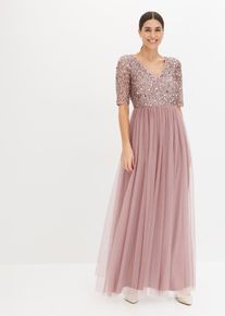 bonprix Abendkleid aus zartem T&uuml;ll mit Paillettenstickerei, rosa