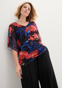 bonprix Tunika shirtowa z siatkowego materiału, czarny, 36/38