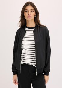 bonprix Blouson aus flie&szlig;endem Satin, schwarz, Satin