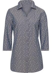 Damer Jeansblus med fj&auml;rilstryck blue-bleached Gr&ouml;&szlig;e 48