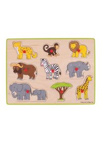 Bigjigs Wooden Stud Puzzle Safari 9 pieces. Holz