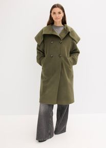 bonprix Oversize-Mantel in Wolloptik mit weitem Kragen, gr&uuml;n