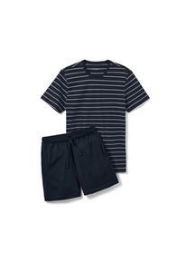 Tchibo - Piżama z koszulką i spodenkami - dla pan&oacute;w - rozmiar XXL 60/62 - kolor: szary/niebieski/w paski