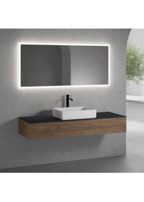 neoro n50 Meuble bas l : 160 cm, 1 tiroir, vasque l : 58 cm blanc mat, avec miroir n30,, BN0065WM+BN0493WL+BN0405BM+BN0007MI,