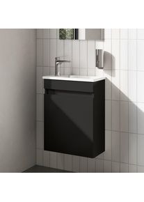 evineo ineo2 Meuble avec lave-mains l: 46,4 P: 25,6 cm, 1 porte, charni&egrave;res r&eacute;versibles, BE0841WH+BE0840BM,