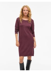 Strickkleid Vila "VIRIL L/S KNIT DRESS - NOOS", Damen, Gr. XL, N-Gr, Langarm, Feinstrick, lila (fig detail:schwarz melange), Feinstrick, Obermaterial: 50% Viskose, 27% Nylon, 23% Polyester, meliert, regular fit kniefrei, Rundhals, Rippstrickb&uuml;ndchen, Kleider Strickkleid