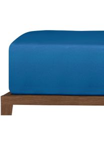Spannbettlaken uncover by Schiesser "New Jersey aus 100% Baumwolle", blau (royalblau), B:150cm L:200cm, Jersey, Obermaterial: 100% Baumwolle, Bettlaken, Spannbettlaken, Made in Green