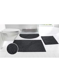Badematte OTTO HOME "Ognon, Scandi, Boho, modernes Muster" Gr. 11, grau (anthrazit), H:15mm, Polyester, Badematten, Badematte, Badteppich, Uni Farben, Hoch-Tief-Effekt