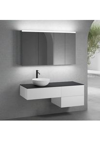 neoro n50 Ensemble de meubles l : 140 cm, 3 tiroirs, vasque &Oslash; 40 cm blanc mat, avec armoire de toilette,,