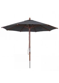 Gastronomie Holz-Sonnenschirm HWC-C57b, Gartenschirm, Polyester/Holz 17kg, rund &Oslash;4m Seilzug sto&szlig;sicher ~ anthrazit