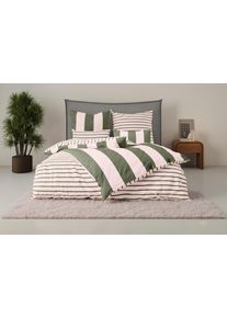 Wendebettw&auml;sche OTTO HOME "Sari Trend", rosa, oliv, B/L: 155cm x 220cm, 1 Stk., 1 Stk., Linon, B/L: 80cm x 80cm, 2 tlg., Linon, Obermaterial: 100% Baumwolle, Bettw&auml;sche, Wendebettw&auml;sche, ab Gr. 135/200 cm, Bettw&auml;sche in modernen Farben, trendig