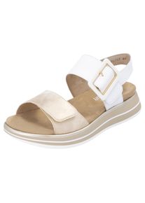Keilsandalette Remonte, Damen, Gr. 37, beige (wei&szlig;, creme), Leder, Lederimitat, metallic, Schuhe Keilsandalette, Sommerschuh, Riemchensandale mit komfortablem Softfu&szlig;bett, Topseller