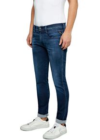Slim-fit-Jeans Replay "ANBASS HYPERFLEX BIO", Herren, Gr. 32, L&auml;nge 34, blau (dunkelblau, washed), Denim/Jeans, Obermaterial: 85% Baumwolle, 10% Polyester, 5% Elasthan, slim fit lang, Jeans Slim-fit-Jeans, mit Stretch-Anteil