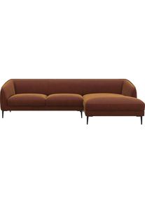 Ecksofa FLEXLUX "Belle Designsofa, L-Form, B/T 288/149 cm", braun (cognac), B:288cm H:74cm T:149cm, 100% Polyester, Sofas, Ecksofa, Skandinavisches Design, In hochwertiger Verarbeitung