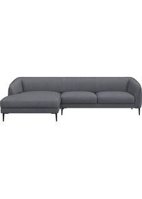 Ecksofa FLEXLUX "Belle Designsofa, L-Form, B/T 288/149 cm", blau (navy blau), B:288cm H:74cm T:149cm, 62% Polyester/17%Cotton/14%Viscose/7%linen, Sofas, Ecksofa, Skandinavisches Design, In hochwertiger Verarbeitung