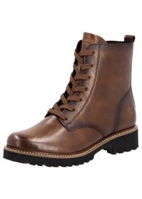 Schn&uuml;rboots Remonte, Damen, Gr. 45, w&auml;rmend, braun (mahagoni), Leder, Lederimitat, unifarben, Schuhe Schn&uuml;rboots, Blockabsatz, Schn&uuml;rstiefelette im Used Look