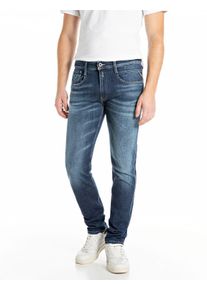 Slim-fit-Jeans Replay "ANBASS Jeans", Herren, Gr. 28, L&auml;nge 30, blau (dunkelblau used), Denim/Jeans, Obermaterial: 95% Baumwolle, 3% Elastomultiester, 2% Elasthan, slim fit normal, Jeans Slim-fit-Jeans