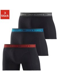 Jack & Jones Boxer JACK & JONES "JAC Waistband Trunks", Herren, Gr. L, 3 Stk., schwarz, Jersey, Obermaterial: 95% Baumwolle, 5% Elasthan, unifarben mit Farbeinsatz, Unterhosen Boxer