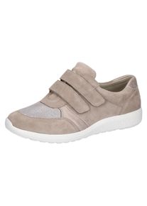 Waldl&auml;ufer Klettschuh WALDL&Auml;UFER "M-IRA", Damen, Gr. 5,5 (38,5), Textil, grau (taupe), Nappaleder, Textil, Veloursleder, Schuhe Klettschuh, Halbschuh, Komfortschuh in besonders breiter Schuhweite M