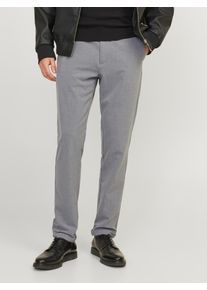 Jack & Jones Chinohose JACK & JONES "MARCO &ndash; Chinohose mit Stretchanteil und Komfort", Herren, Gr. 32, L&auml;nge 32, grau (grau melange), Web, Obermaterial: 68% Polyester, 29% Viskose, 3% Elasthan, unifarben, slim fit normal, Hosen Chinohose, modisch, slim fit, Web