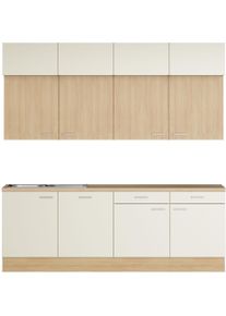 K&uuml;chenzeile KOCHSTATION "KS-Lucy", k&uuml;che: natur, korpus: eiche hell, arbeitsplatte: eiche hell, B:240cm H:247cm T:60cm, Komplettk&uuml;chen-Sets, K&uuml;chenzeile, Breite 240 cm, Soft-Close, inkl. Zubeh&ouml;r, wahlweise mit Geschirrsp&uuml;ler