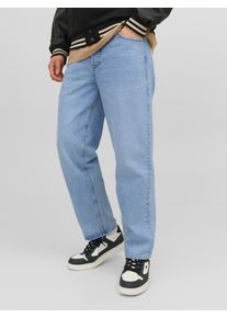 Jack & Jones Loose-fit-Jeans JACK & JONES "JJIEDDIE JJORIGINAL MF 710", Herren, Gr. 29, L&auml;nge 30, blau (light, blau, denim), Denim/Jeans, Obermaterial: 100% Baumwolle, clean, loose fit kn&ouml;chellang, Jeans Loose-fit-Jeans